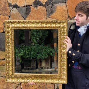 ESPELHO com antiga moldura em MADEIRA folhada a OURO