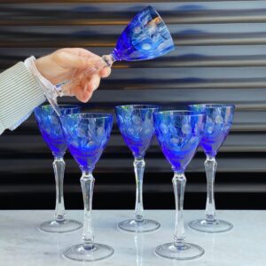CONJUNTO DE TAÇAS em semi-CRISTAL DOUBLÊ AZUL