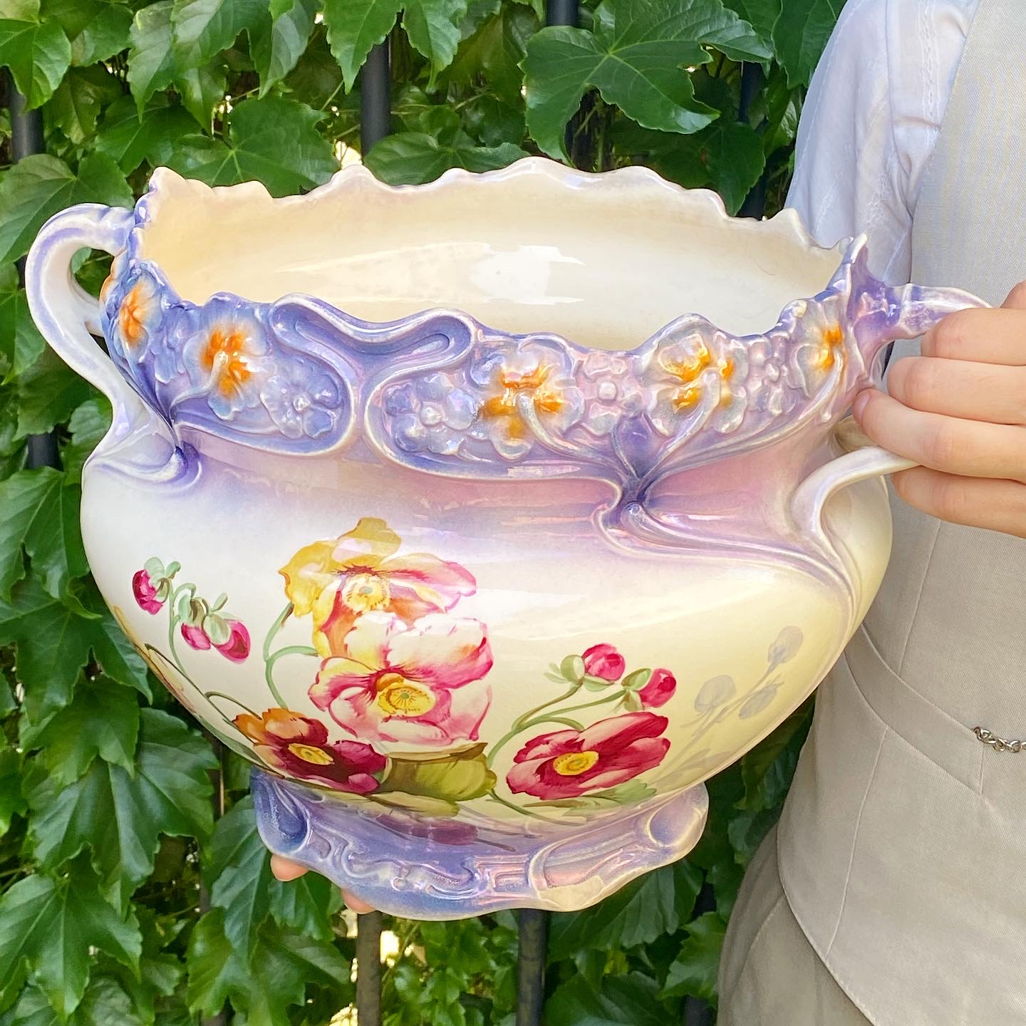 Cachepot / jardiniere imperial em faiança alemã